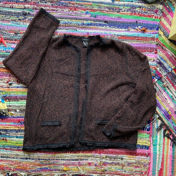 AnneTaylor Factory Red and Black Open Front Cardigan XL - Picture 5 of 9